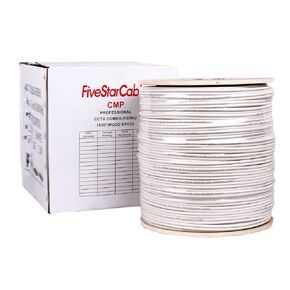 Five Star Cable 1000 ft. RG59 Plenum CMP Rated Siamese Combo Coax Bulk Cable RG59/U + 18AWG 2 Conductor Power Solid Copper Plenum White Cable