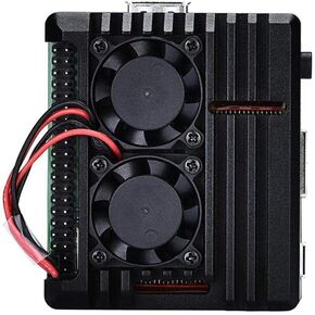 barenx Cooling Aluminum Alloy Case W/Dual Fan for Raspberry Pi 3A+ Black