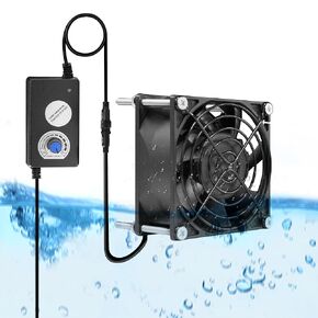 PANO-MOUNTS 80mm 3.15inch Dual Ball Upgraded IP68 Waterproof Cooling Fan -Max 5000RPM with Stepless Speed Controller for DIY Ventilation Exhaust Projects