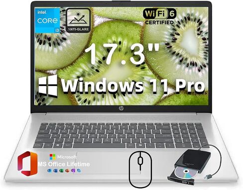 HP 2025 كمبيوتر محمول للأعمال والطلاب ، 17.3 "HD+ شاشة مضادة للوهج ، ث/حياة المكتب ومحرك أقراص DVD الخارج in Kuwait