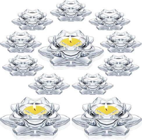 meekoo 48 Pcs Crystal Glass Lotus Candle Holders Lotus Crystal Tealight Candle Holders Tealight Tea Light Candle Holders Lotus Candle Holders for Home Decor Wedding Party in Saudi Arabia