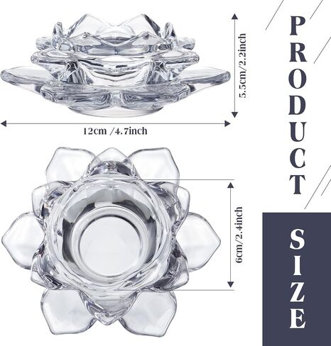 meekoo 48 Pcs Crystal Glass Lotus Candle Holders Lotus Crystal Tealight Candle Holders Tealight Tea Light Candle Holders Lotus Candle Holders for Home Decor Wedding Party in Saudi Arabia