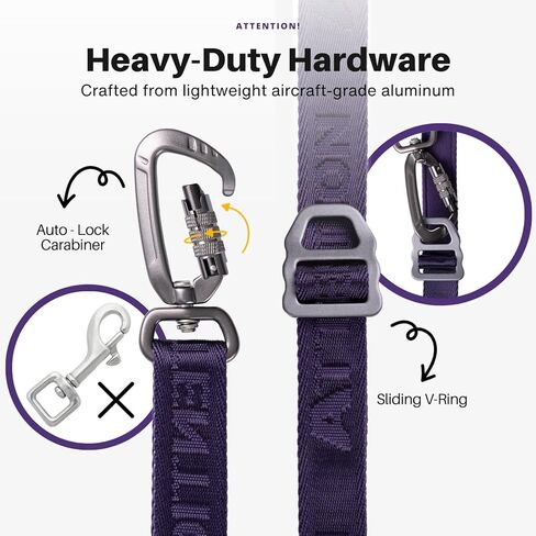 مقود الكلاب التكتيكي شديد التحمل من ANAFNI للكلاب المتوسطة والكبيرة، مقود الكلاب 6 في 1 بدون استخدام اليدين للتدريب، مقود الكلاب بطول 4-7 أقدام، مقود الخصر لتمشية الكلاب، أخضر (أرجواني منتصف الليل) in Kuwait