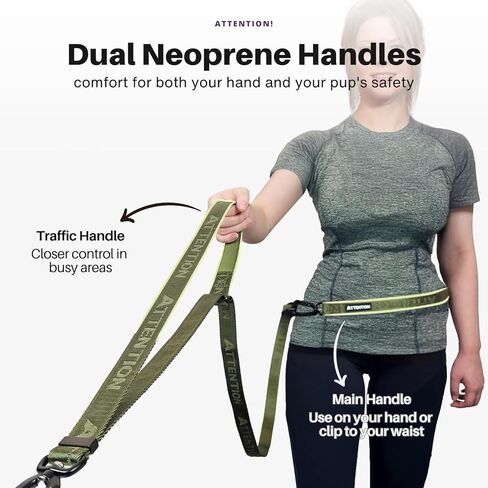 مقود الكلاب التكتيكي شديد التحمل من ANAFNI للكلاب المتوسطة والكبيرة، مقود الكلاب 6 في 1 بدون استخدام اليدين للتدريب، مقود الكلاب بطول 4-7 أقدام، مقود الخصر لتمشية الكلاب، أخضر (أرجواني منتصف الليل) in Kuwait