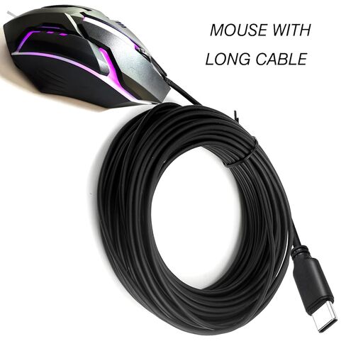 USB C 10FT Wired Mouse for Mac and Windows - 1600DPI Simple 3 Keys Wired Computer Mouse, Wired, Scroll Wheel Layout with Long Lines - Plug & Play for Laptops, PC Desktops, Laptops in Kuwait