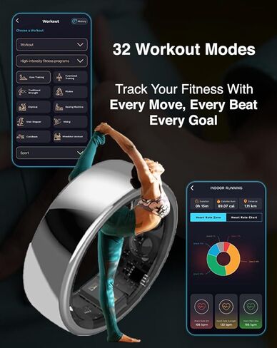 حلقة ذكية، حلقة يمكن ارتداؤها لتعقب النوم، أجهزة تتبع النشاط واللياقة البدنية، حلقة سهلة الاتصال للرجال والنساء، مقاومة للماء حتى 50 مترًا، عمر البطارية 7 أيام (الحجم 10، أسود غامق) in Kuwait