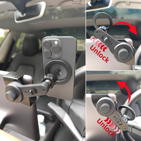 Tesla Model Y/Model 3 Accessories Phone Mount for MagSafe,Car Phone Holder Mount for Tesla 3/Y/S/X【Strongest Magnet Power】 Fits All Phones - with Magnetic Ring (Black Magnetic Regular Model) in Saudi Arabia