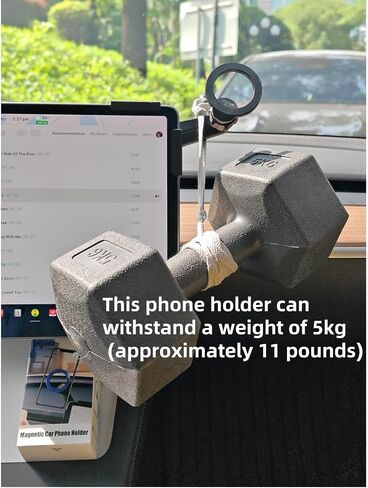 Tesla Model Y/Model 3 Accessories Phone Mount for MagSafe,Car Phone Holder Mount for Tesla 3/Y/S/X【Strongest Magnet Power】 Fits All Phones - with Magnetic Ring (Black Magnetic Regular Model) in Saudi Arabia