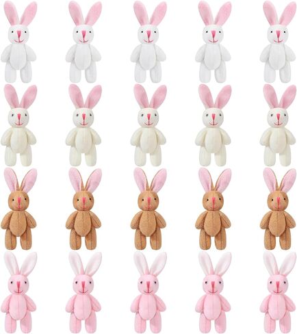 20 قطعة من الارنب المخملي الصغير مقاس 2.4 انش، دمية ارنب صغيرة محشوة ناعمة، العاب حيوانات محشوة لعيد الفصح وعيد الميلاد وكعكة الزفاف وهدايا الحفلات (تصميم مخملي طويل) in Kuwait