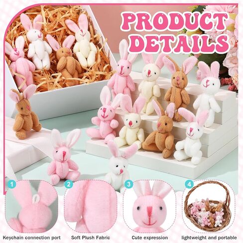 20 قطعة من الارنب المخملي الصغير مقاس 2.4 انش، دمية ارنب صغيرة محشوة ناعمة، العاب حيوانات محشوة لعيد الفصح وعيد الميلاد وكعكة الزفاف وهدايا الحفلات (تصميم مخملي طويل) in Kuwait