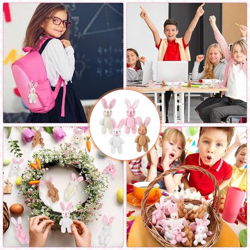 20 قطعة من الارنب المخملي الصغير مقاس 2.4 انش، دمية ارنب صغيرة محشوة ناعمة، العاب حيوانات محشوة لعيد الفصح وعيد الميلاد وكعكة الزفاف وهدايا الحفلات (تصميم مخملي طويل) in Kuwait