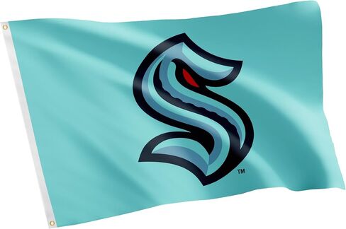 Desert Cactus Seattle Kraken Flag NHL 100% Polyester Indoor Outdoor 3x5 feet National Hockey League Team Flags (Design #1) in Saudi Arabia