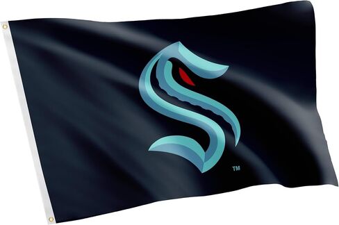 Desert Cactus Seattle Kraken Flag NHL 100% Polyester Indoor Outdoor 3x5 feet National Hockey League Team Flags (Design #1) in Saudi Arabia