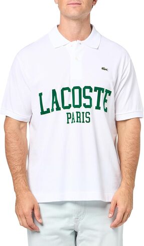 Lacoste Men's Short Sleeve Classic Fit Polo W/Large Wording on Front in Saudi Arabia