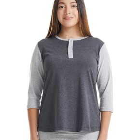ESTEEZ 3/4 Sleeve Comfy Cotton Henley Tops for Women