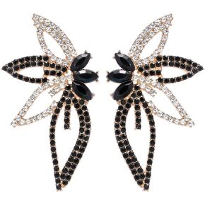 Denifery Butterfly Studs Earrings Boho Vintage Rhinestone Statement Earrings Angel Wings Crystal Earrings Shiny Leaf-shaped Flower Stud Earrings Wedding Jewelry Gifts for Women and Girls