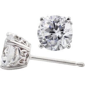 الصلبة 14k الذهب الأبيض نمط خمر الاقراط المصنوعة من زركونيا مكعب in Kuwait