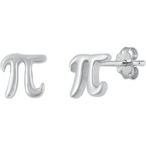 925 Sterling Silver Pi Mathematical Symbol Stud Earrings Push Back in Saudi Arabia