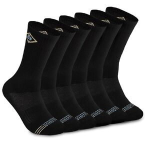 Socks That Snap: Black Mens Cushioned Crew Socks (6 Pack) Built-In Snaps (Size 7-13)