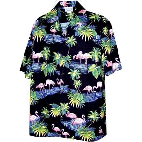 Pacific Legend Men's Flamingos Hawaiian Shirt