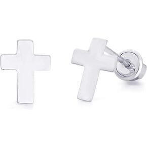 14k Yellow OR White Gold Cross Stud Earrings with Screw Back