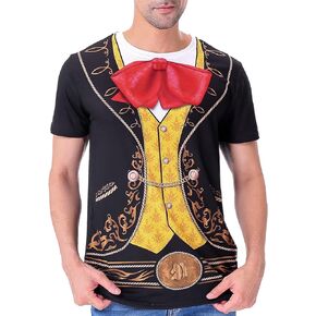 Funny World Men's Mariachi T-Shirts Graphic Short Sleeve Mexican Fiesta Costume