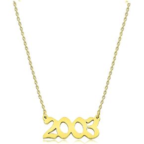 Ovian Birth Year Number Necklace for Women 18K Gold Plated Stainless Steel Birthday Pendant Necklace Memorable Anniversary Jewelry for Girls