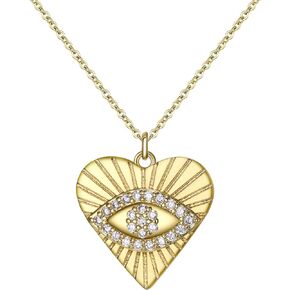 Flyonce 14k Gold Plated Necklace for Women Girls, Cubic Zirconia Simple Daily Dainty Pendant Necklace Jewelry Gift