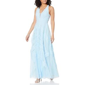BCBGMAXAZRIA Women's Fit and Flare Halter Neck Evening Gown