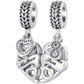 Mother Daughter Charm Christmas CZ Crystal Dangle Mom Son Bead fit Bracelets Charms for Gilrs Women