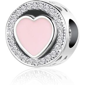 Pink Heart Bead Charm Compatible Pandora Charm Bracelet Women Flower Fish Diving Bead Friends Family Anniversary Birthday