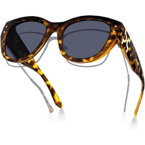 Meeloog Polarized Sunglasses Fit Over Glasses For Women, Trendy Round Sun Glasses Lightweight Wrap Around Shades MST0080