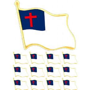 CINFAC 12/25/50 PCS small metal Christian flag lapel pin waving Christian flag pins for women men suit jacket clothes backpack Christian decorative accessories gift bulk