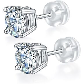 Moissanite Stud Earrings, 1ct DF Color Lab Created Diamond 925 Sterling Silver Earrings for Women