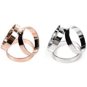 2 PCS Fashion Scarf Three Ring Buckle Modern Simple Triple Slide Jewelry Silk Sarf Clasp Clips Clothing Ring Wrap Holder for Women Lady (Sliver+Golden)