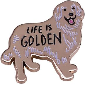 Life is golden,Golden Retriever brooch,golden dog Enamel Lapel Pin,dog enthusiast Cherish life badge accessory
