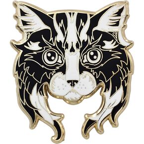 REAL SIC Black & White Cat Pin - Adorable Cat Enamel Pin with Long Beard, Lapel Pin for Cat Lovers & Feline Friends. Perfect accessory & gift for Jackets, Hats, Backpacks & Tops