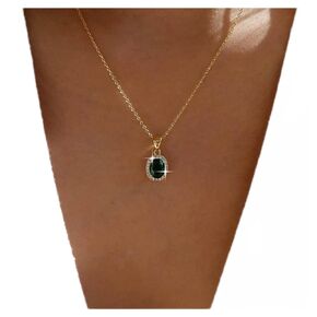Vintage Crystal Ruby Necklace Rhinestone Oval Ruby Pendant Necklace Red Ruby Choker Necklace Gold Cz Oval Necklace Jewelry for Women and Girls (Red)