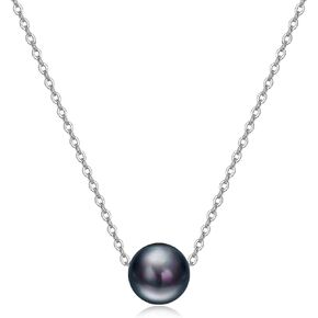 925 Sterling Silver Black Pearl Necklace Choker Jewelry Birthday Gifts for Women
