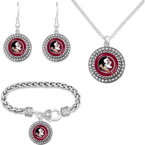 Game Day Outfitters NCAA 3 Piece Jewelry Set- Necklace, Bracelet, and Earrings Collection- NCAA Emblem Pendant with Bling Rhinestones- Ideal NCAA Logo Gift Set for Women, Girlfriend, BFF