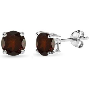 Sterling Silver 6mm Round-cut Prong-set Stud European Crystal Earrings for Women Girls