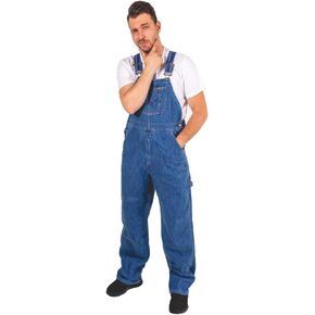Men's Bib Overall Denim Dungarees Jeans Pro Heavy Duty Pants Workwear Jumpsuits Light Blue