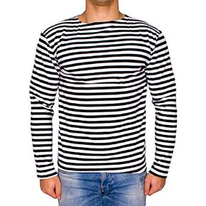 تي شيرت علوي مخطط باللون الأزرق الداكن الروسي الأصلي بأكمام طويلة in Kuwait