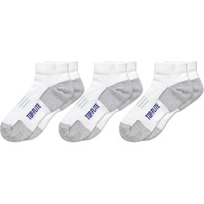 Men's Coolmax Seamless Sport Low Cut Ankle Socks 3 Pair Pack, White/Grey, Large