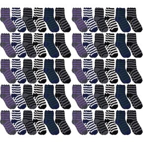 60 Pair Pack Of Wholesale Bulk Mens Cumfy Fuzzy Warm Cabin Socks