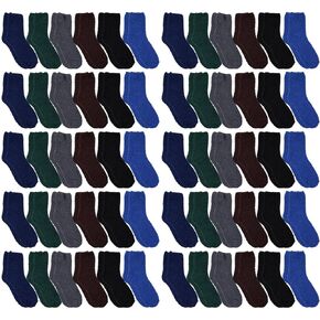 60 Pair Pack Of Wholesale Bulk Mens Cumfy Fuzzy Warm Cabin Socks