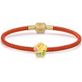 CHOW SANG SANG 999 24K Solid Gold Colourful Flowers Charm Bracelet for Women 93873C