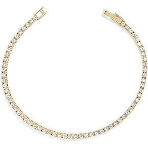 BaubleBar Bennett Tennis Bracelet for Women, Gold-Plated Brass - Hypoallergenic W/Cubic Zirconia Stones