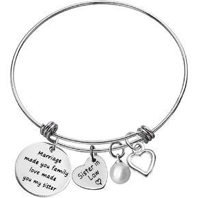 Xiahuyu for Sister in Law Bracelet Sister in Law Gift Marriage Made You Family Love Made You My Sister Bangle Bracelet Christmas Birthday Gifts Wedding Gifts for Sister in Law