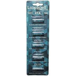 LOOPACELL 27A 12V Alkaline Battery (Pack of 5) - Long Lasting, Leakproof MN27 Battery for Garage Door Openers, Key Fobs, Heated Socks, Ceiling Fan Remote Control, Alarm Remote Control & More